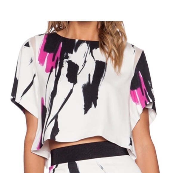 Milly of New York Tops - MILLY, NWOT, GORGEOUS, PRINT, CROP TOP. 100% SILK. SIZE P